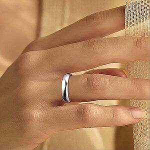 925 Solid Sterling Silver Smooth Band Ring